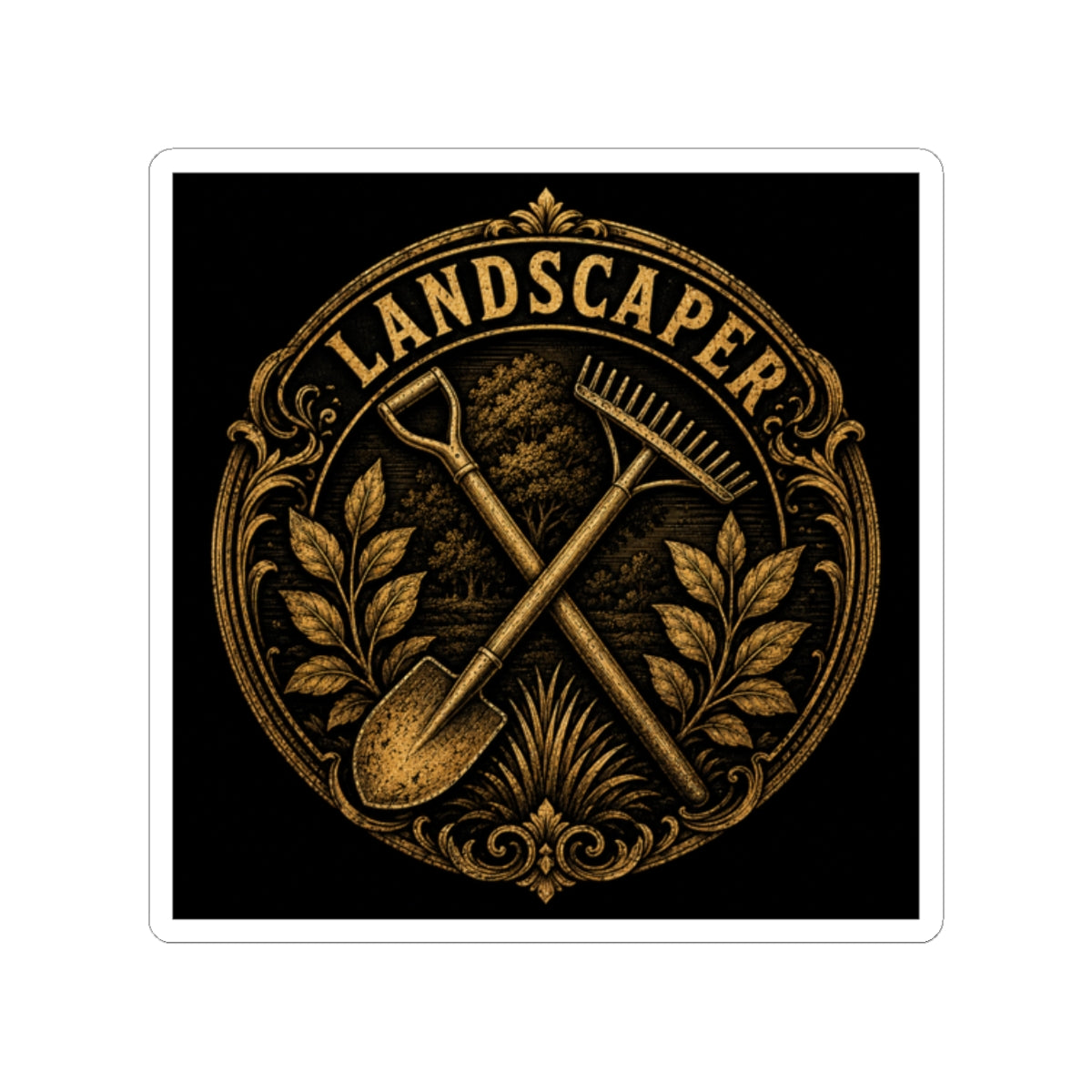 Golden Landscaper Emblem Sticker