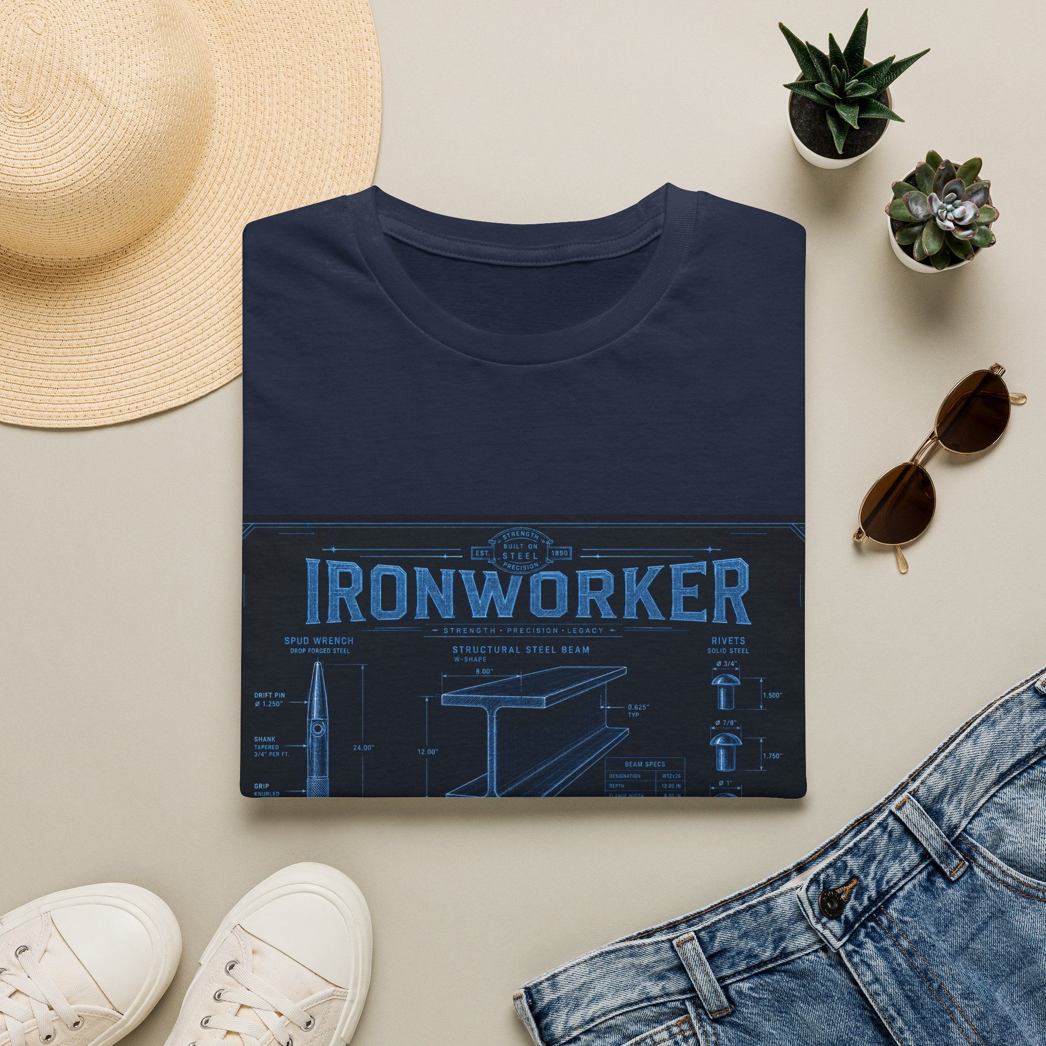 Ironworker Structural Steel Blueprint Classic Tee