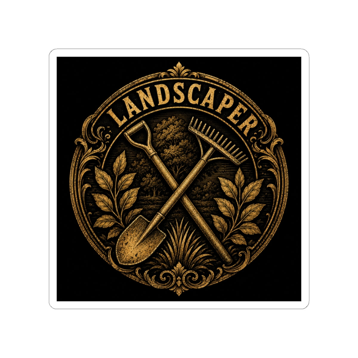 Golden Landscaper Emblem Sticker