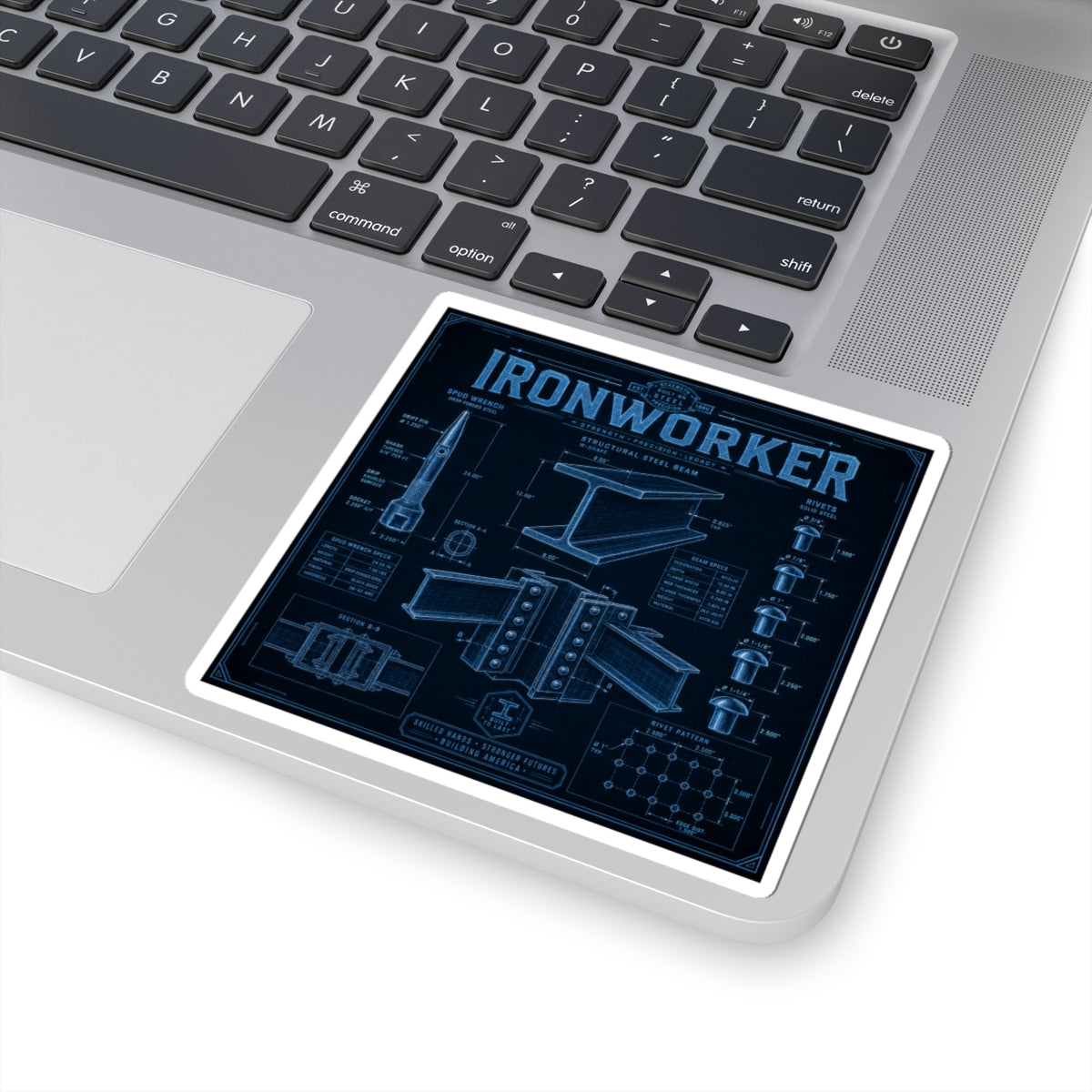 Ironworker Structural Steel Blueprint Sticker