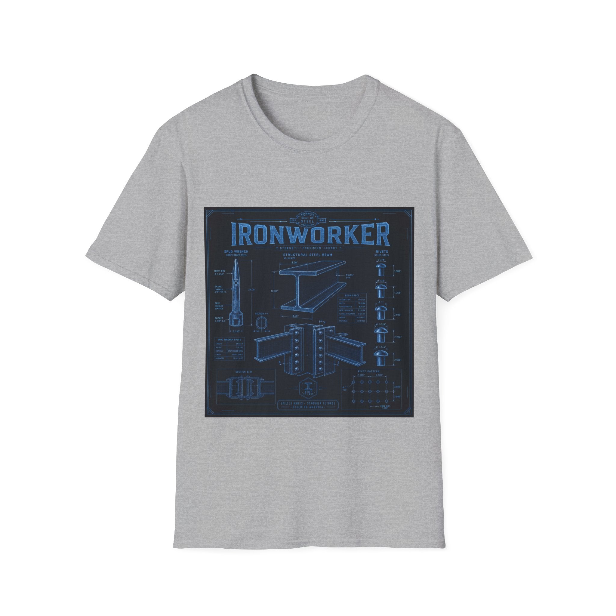 Ironworker Structural Steel Blueprint Classic Tee