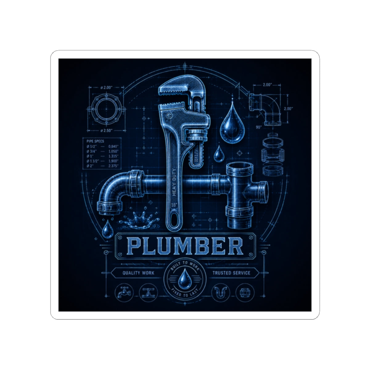 Proud Plumber Blueprint Sticker