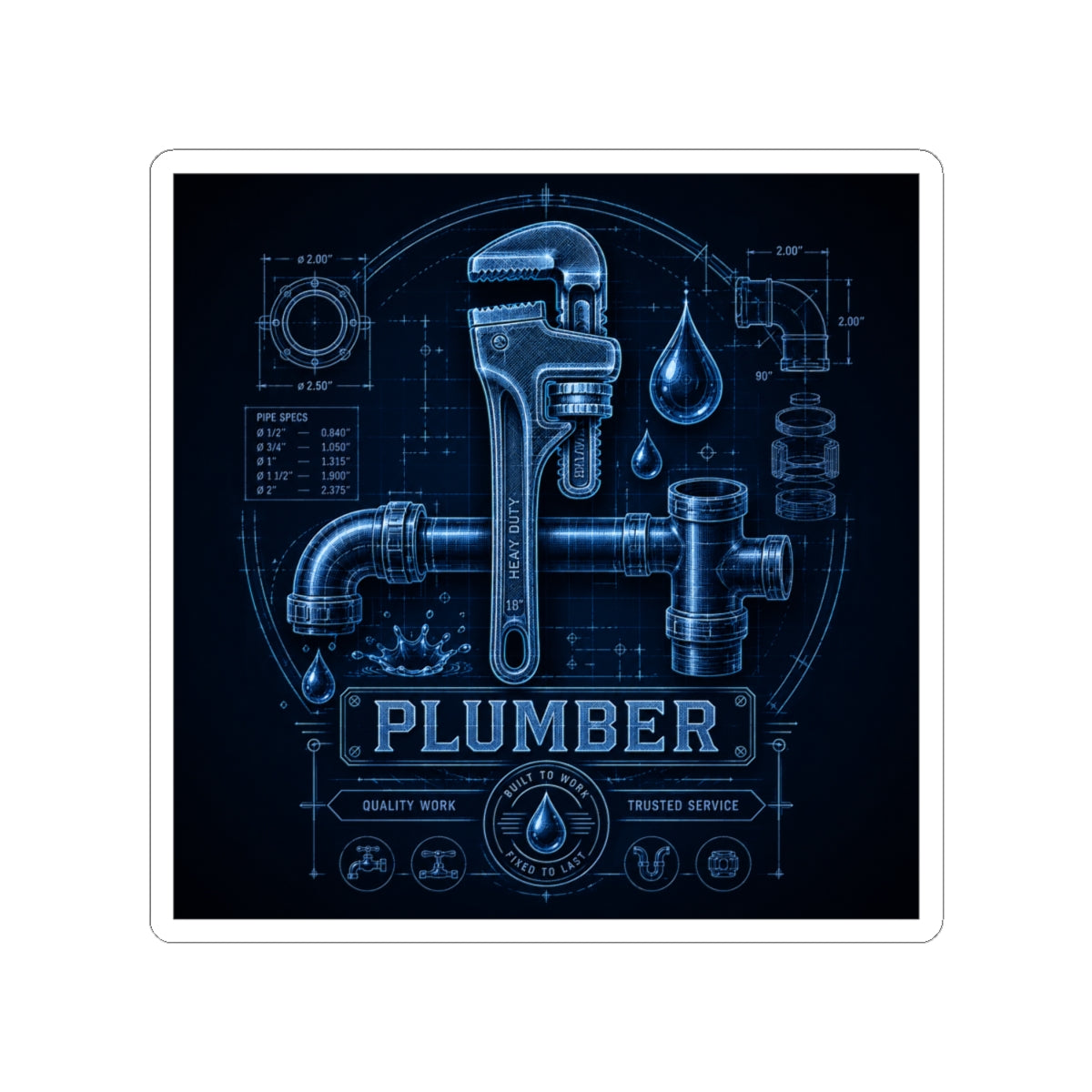 Proud Plumber Blueprint Sticker