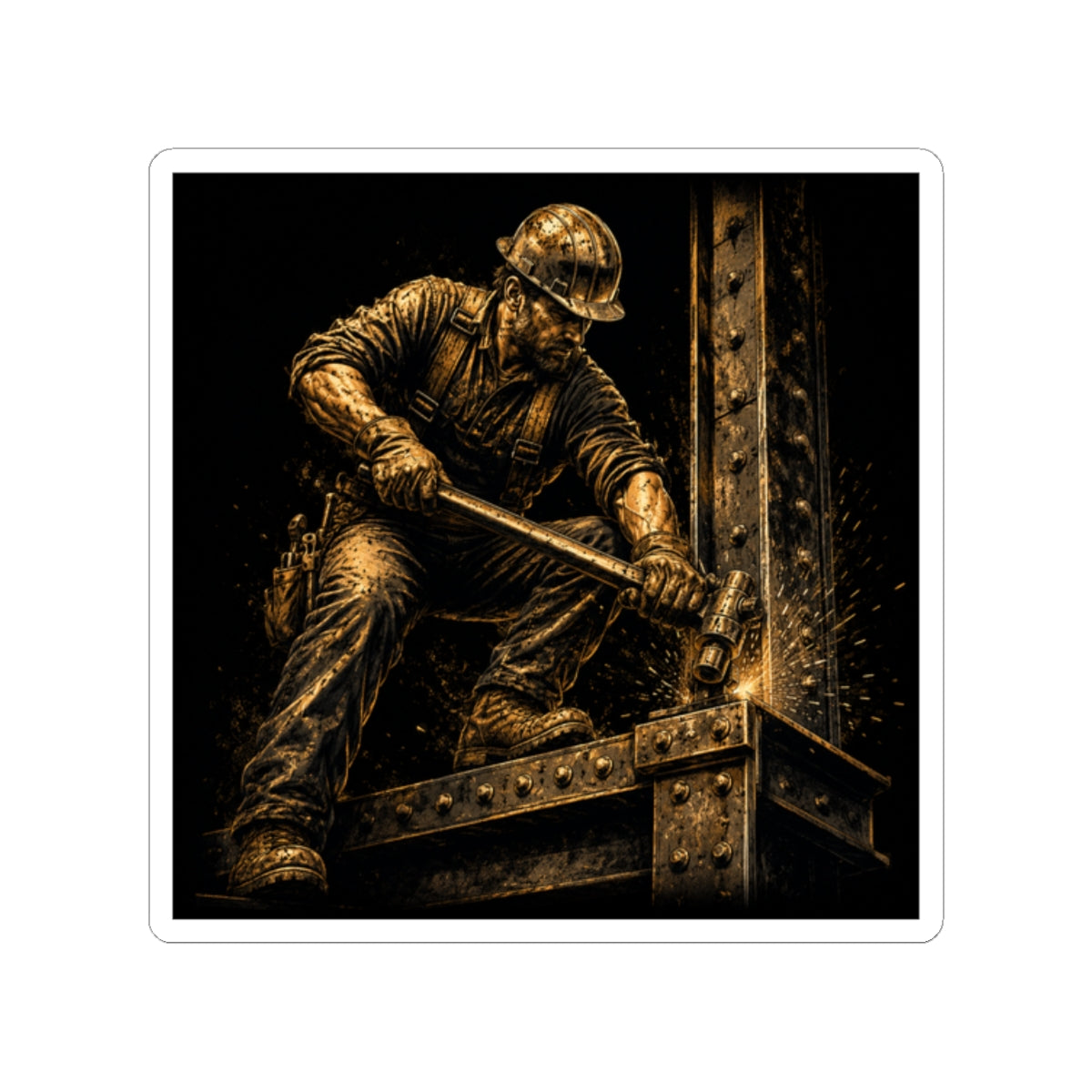 Hard Hat Hero At Work Sticker