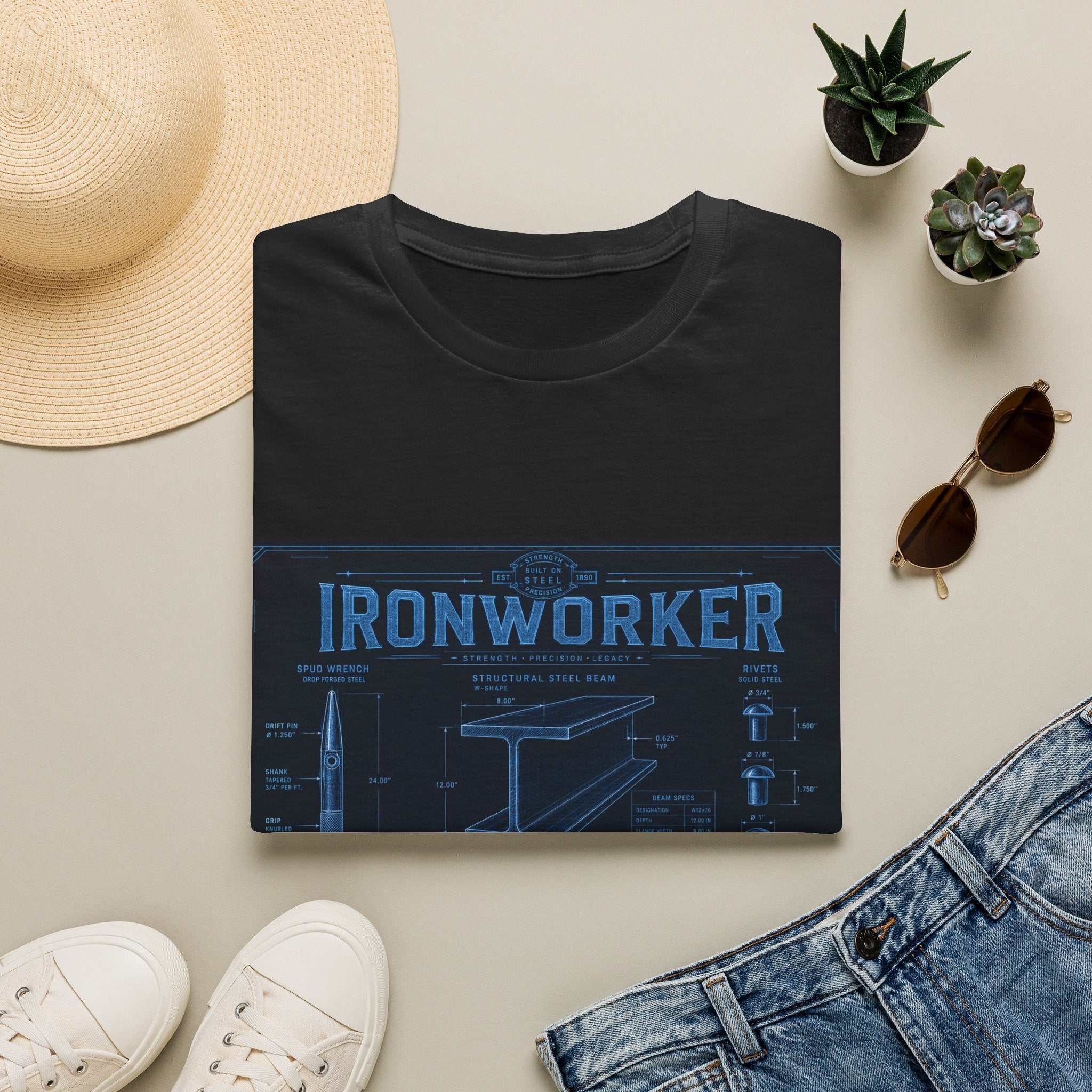 Ironworker Structural Steel Blueprint Classic Tee
