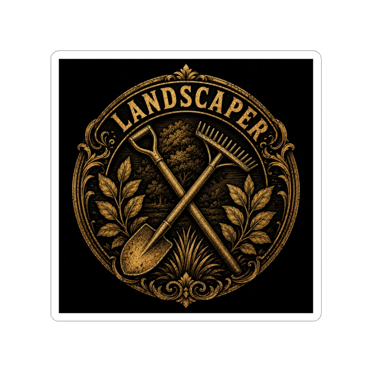 Golden Landscaper Emblem Sticker