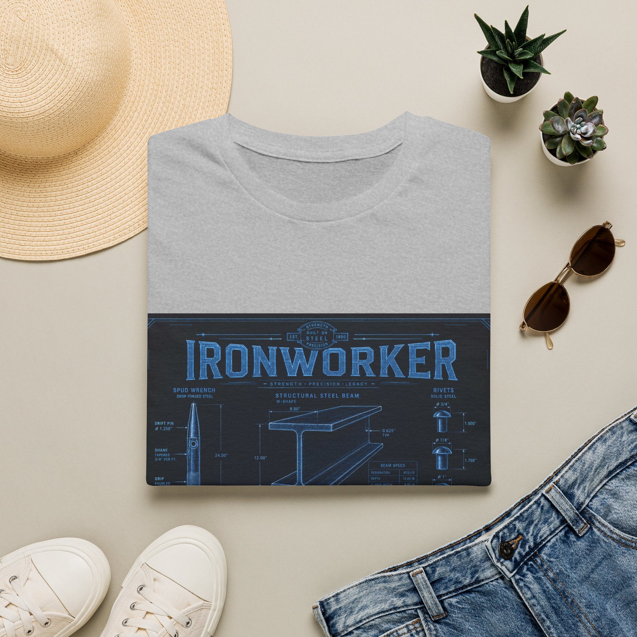 Ironworker Structural Steel Blueprint Classic Tee