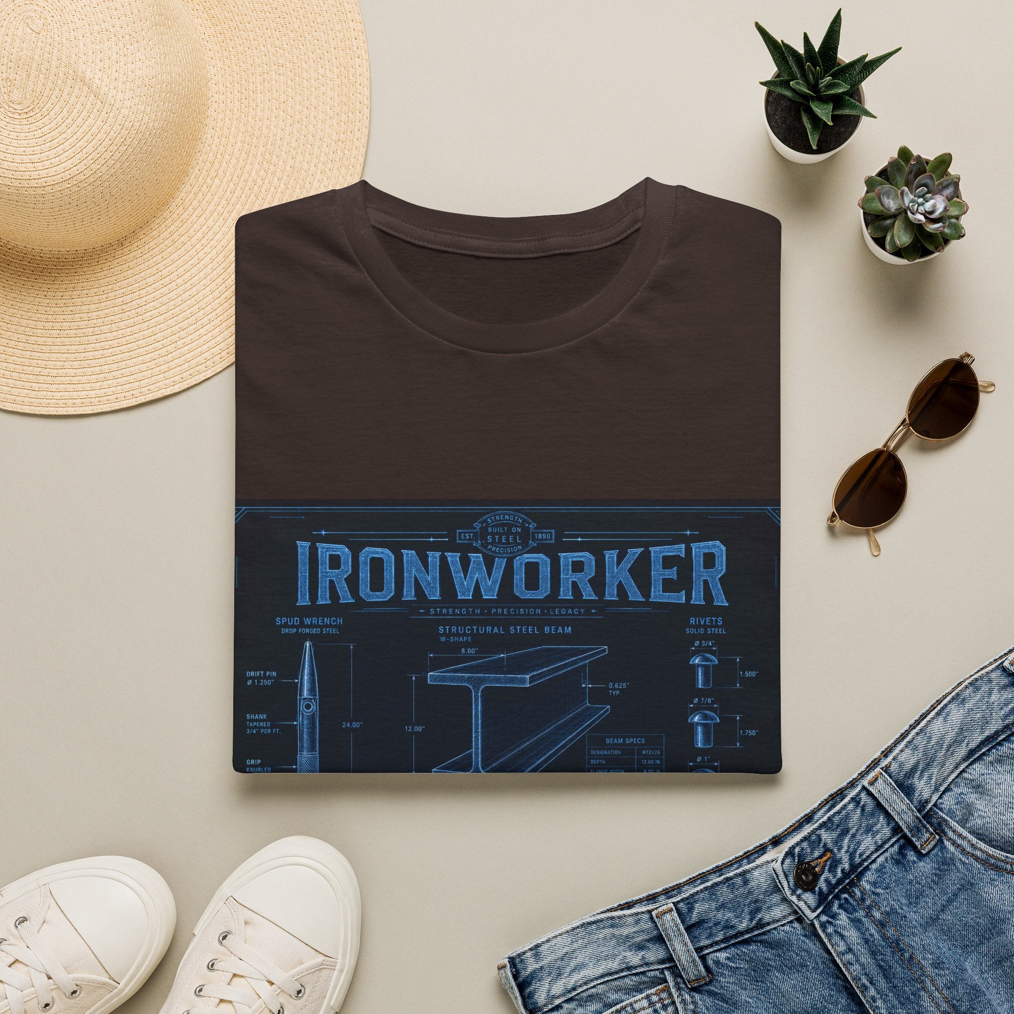 Ironworker Structural Steel Blueprint Classic Tee