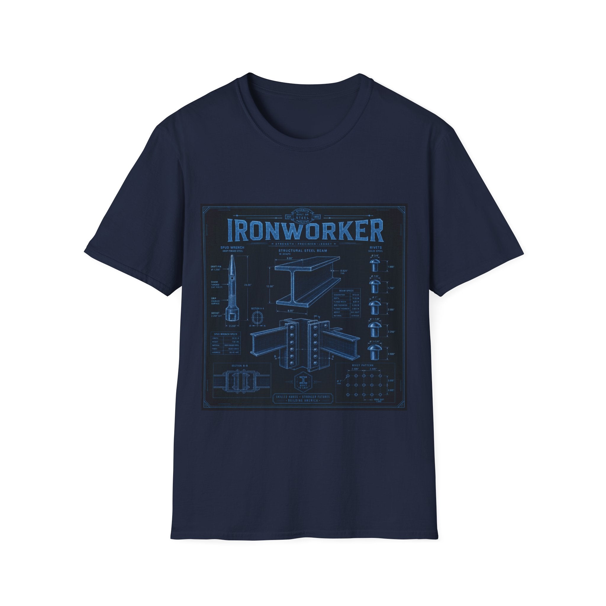 Ironworker Structural Steel Blueprint Classic Tee