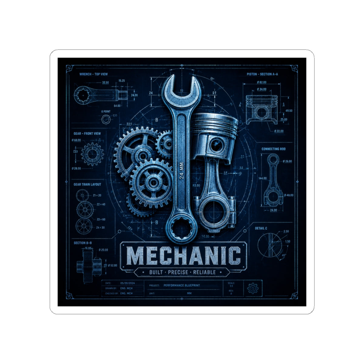 Mechanic Blueprint Sticker