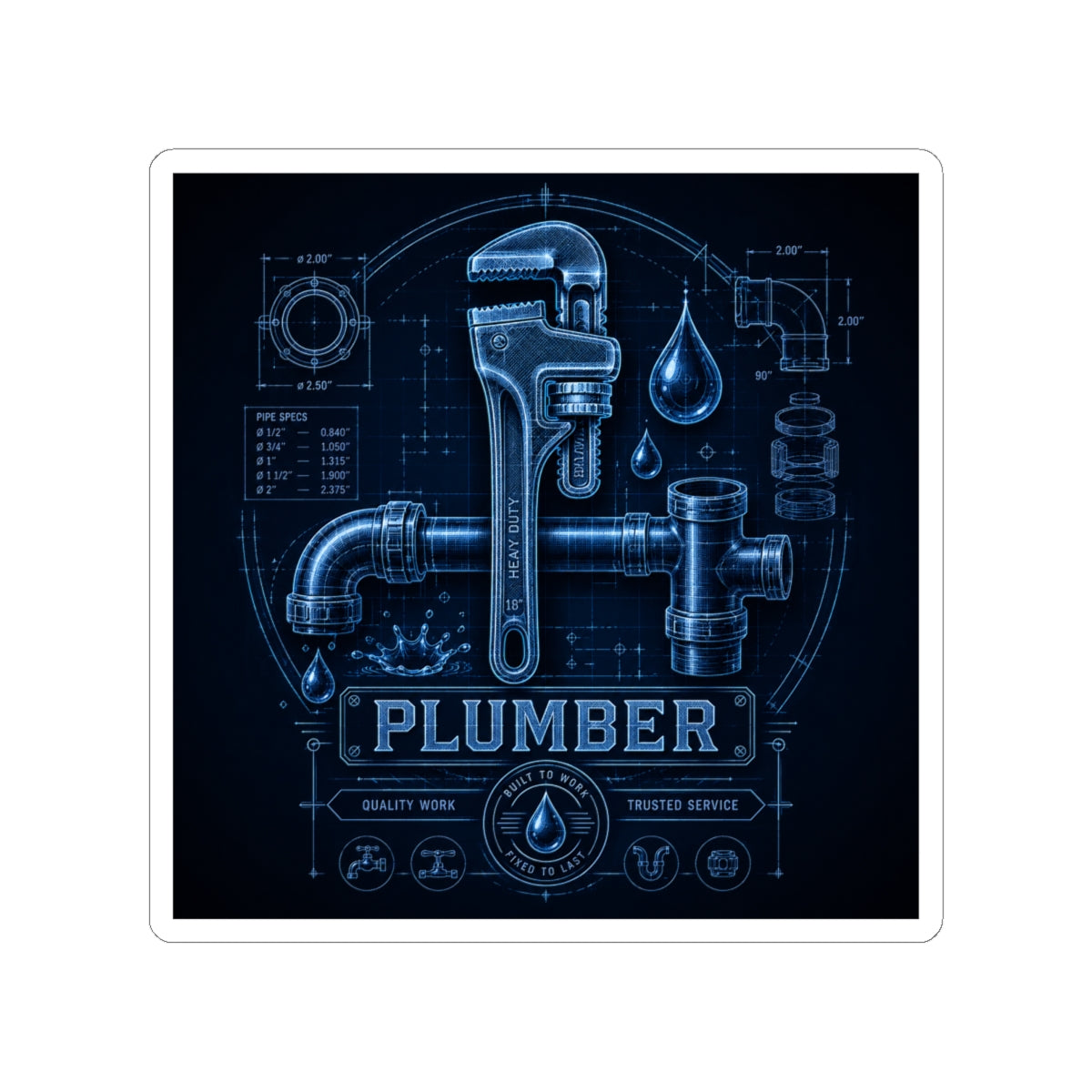 Proud Plumber Blueprint Sticker