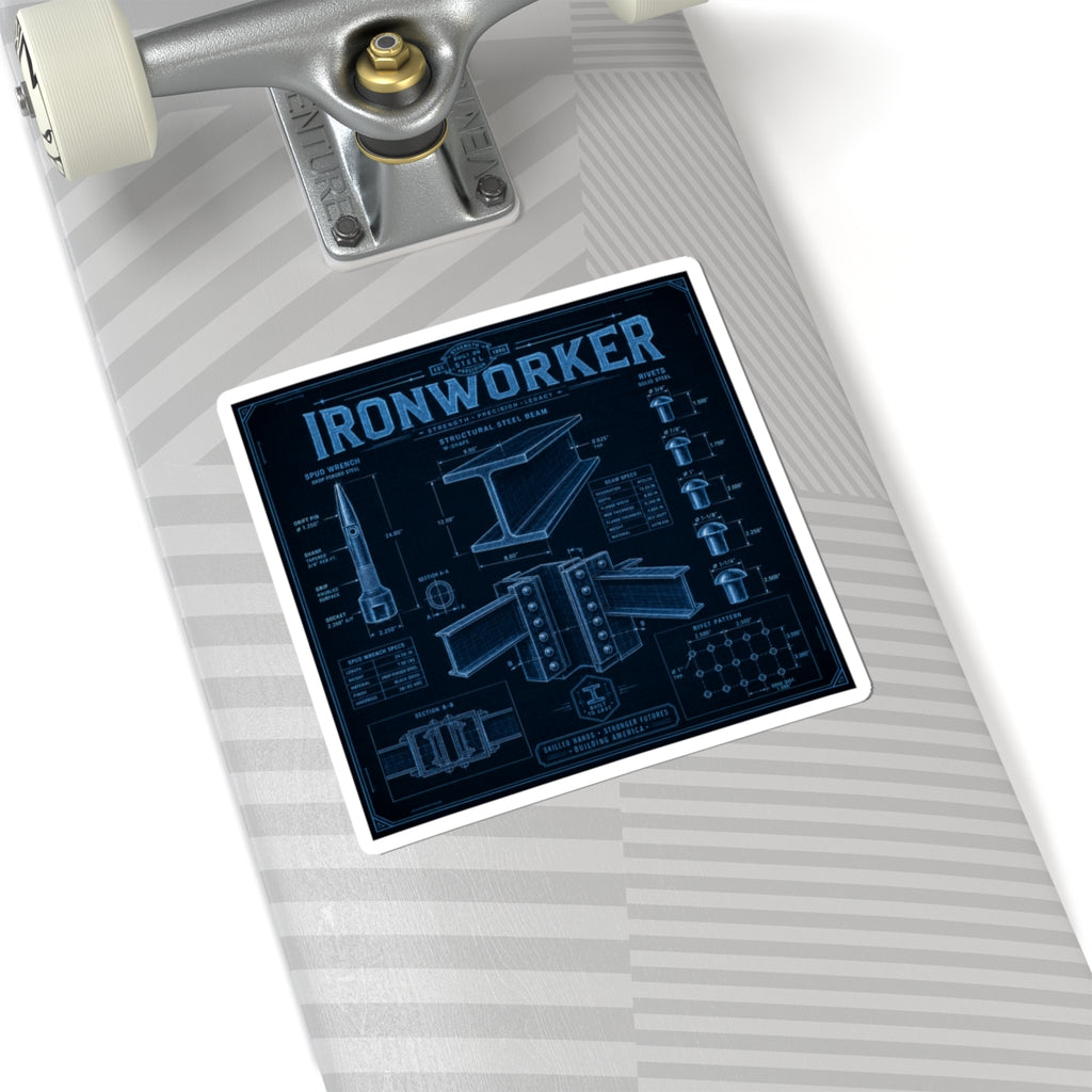Ironworker Structural Steel Blueprint Sticker