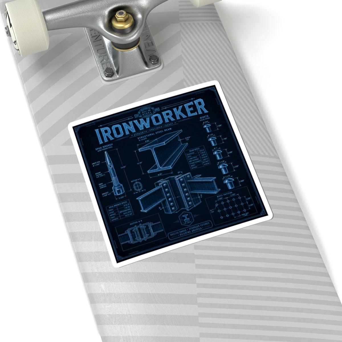 Ironworker Structural Steel Blueprint Sticker