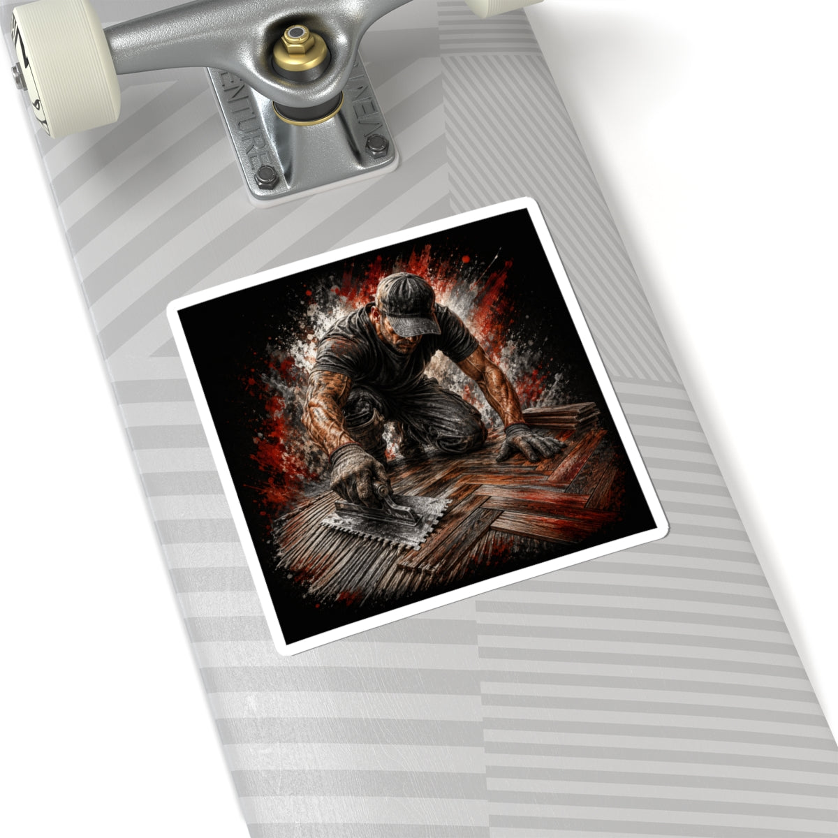 Tattooed Tiler At Work Sticker