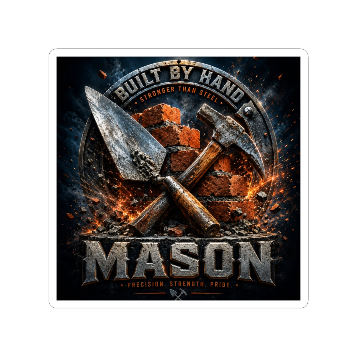 Built By Hand Mason Sticker