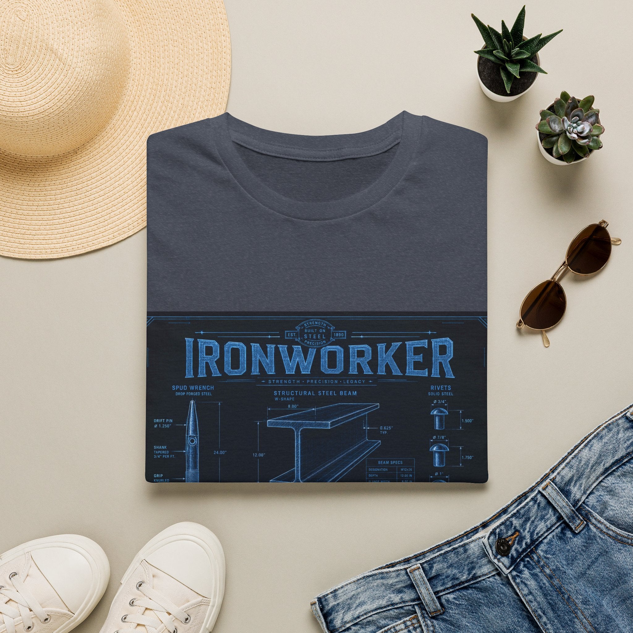 Ironworker Structural Steel Blueprint Classic Tee