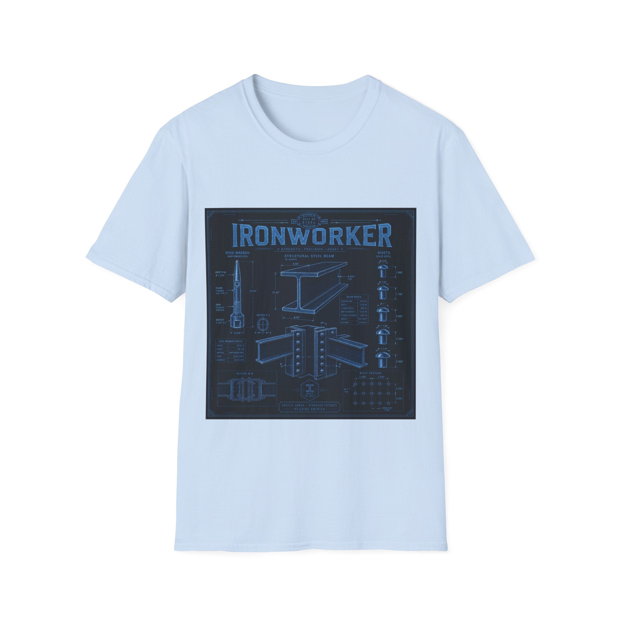 Ironworker Structural Steel Blueprint Classic Tee