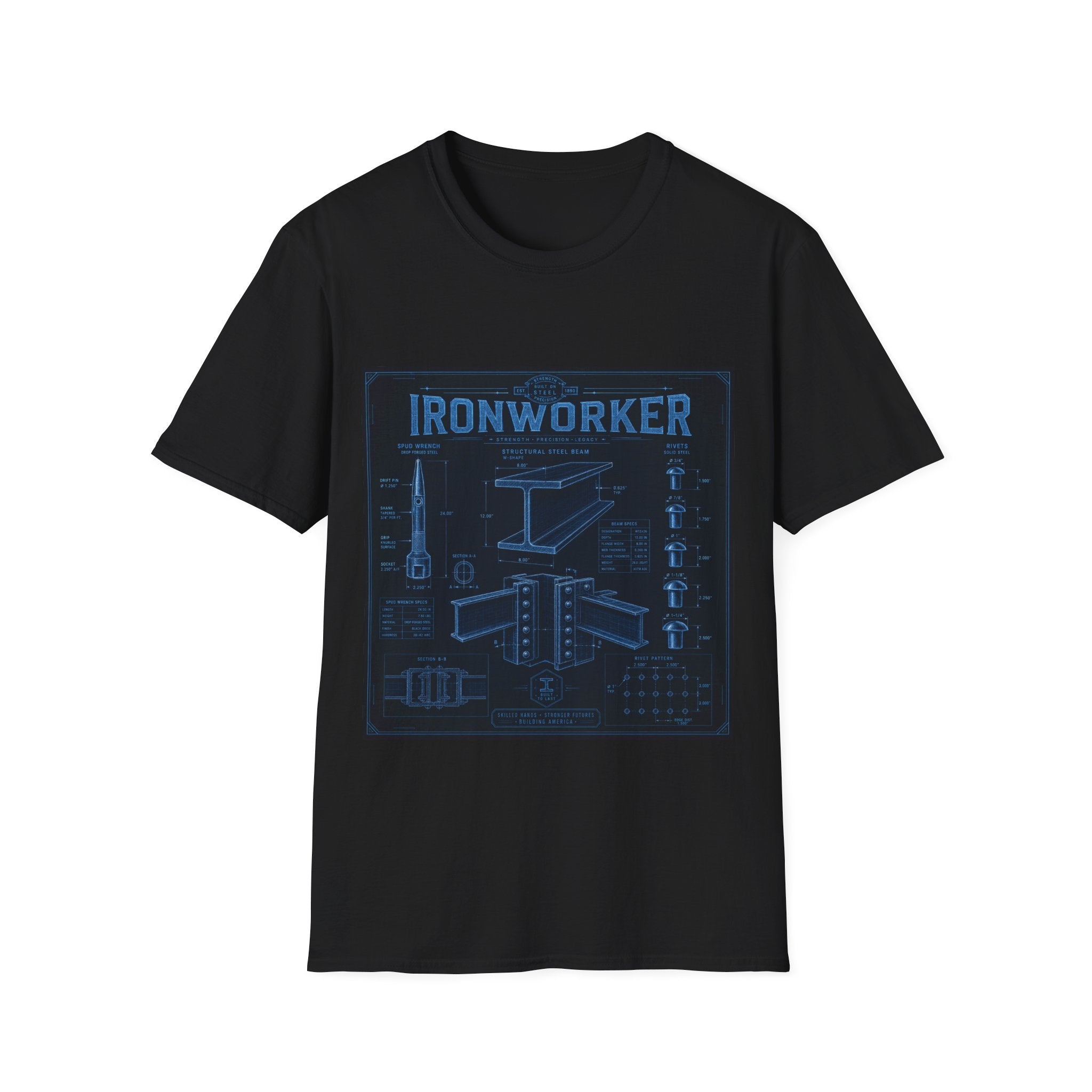 Ironworker Structural Steel Blueprint Classic Tee