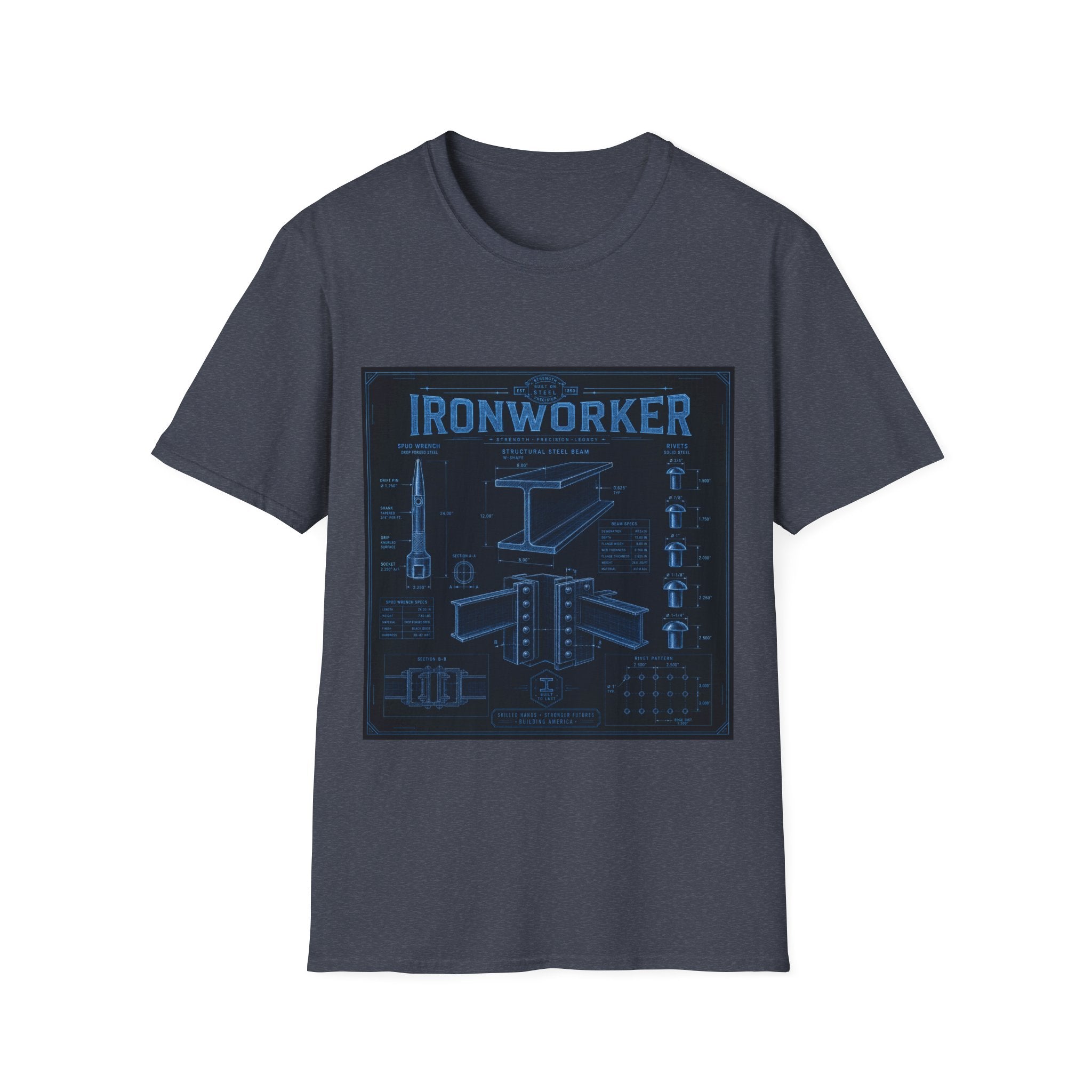 Ironworker Structural Steel Blueprint Classic Tee