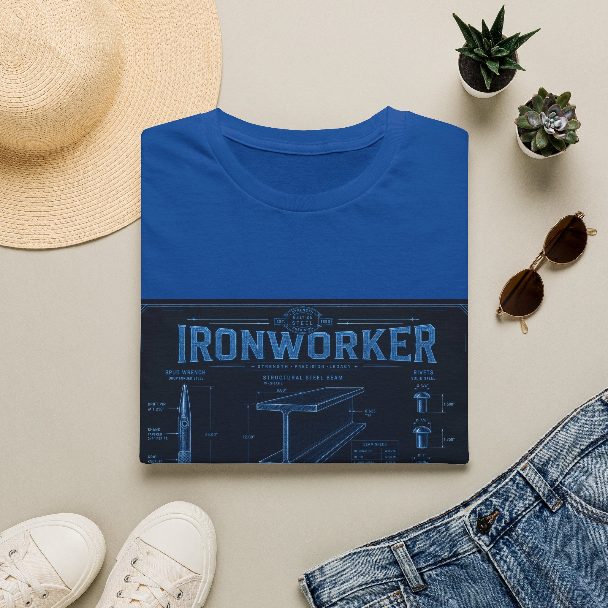 Ironworker Structural Steel Blueprint Classic Tee