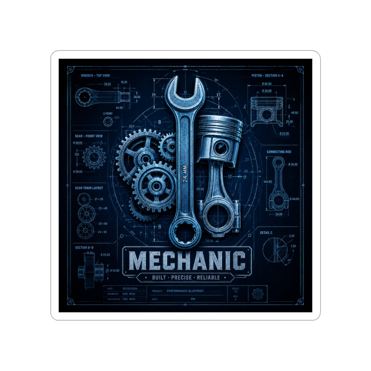 Mechanic Blueprint Sticker