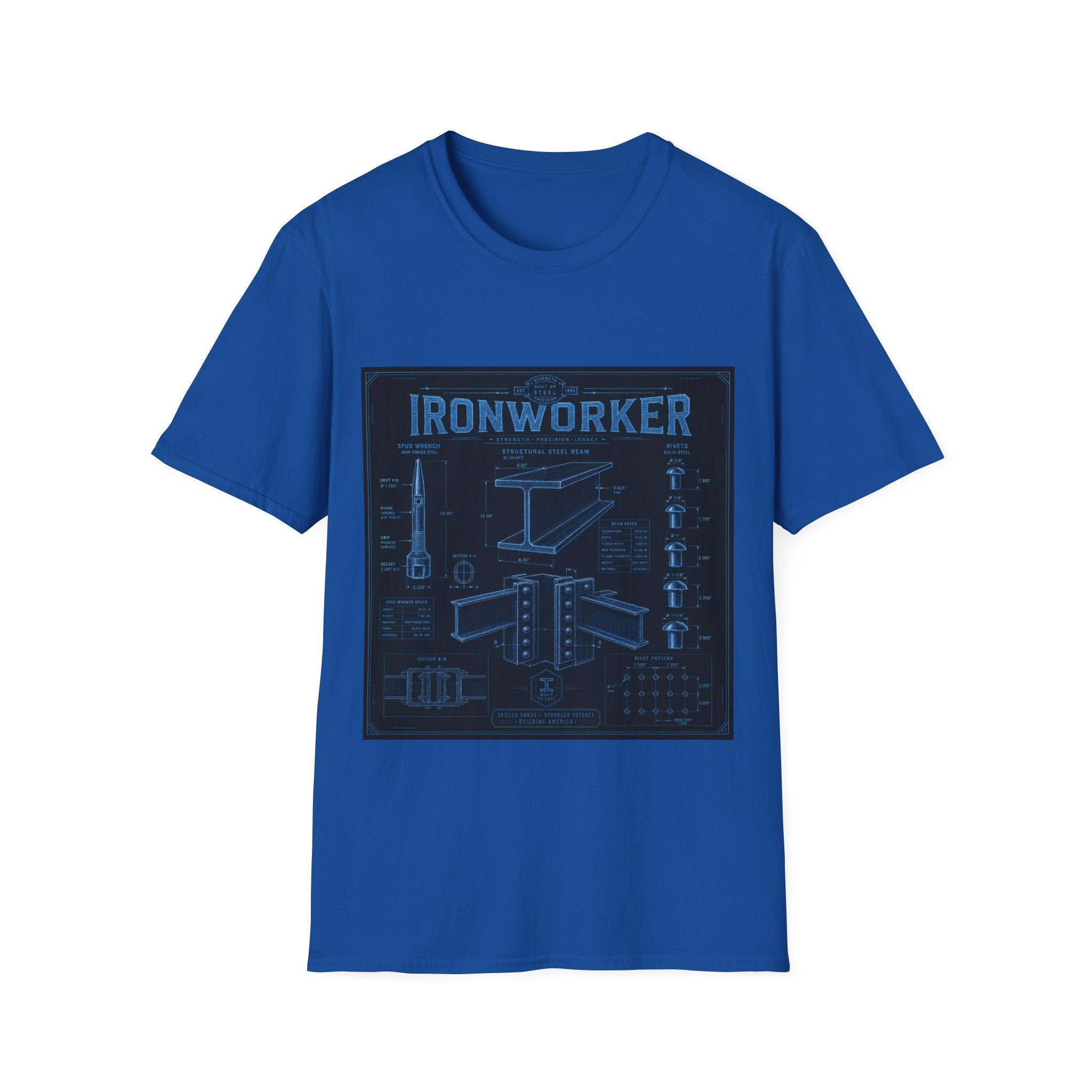Ironworker Structural Steel Blueprint Classic Tee