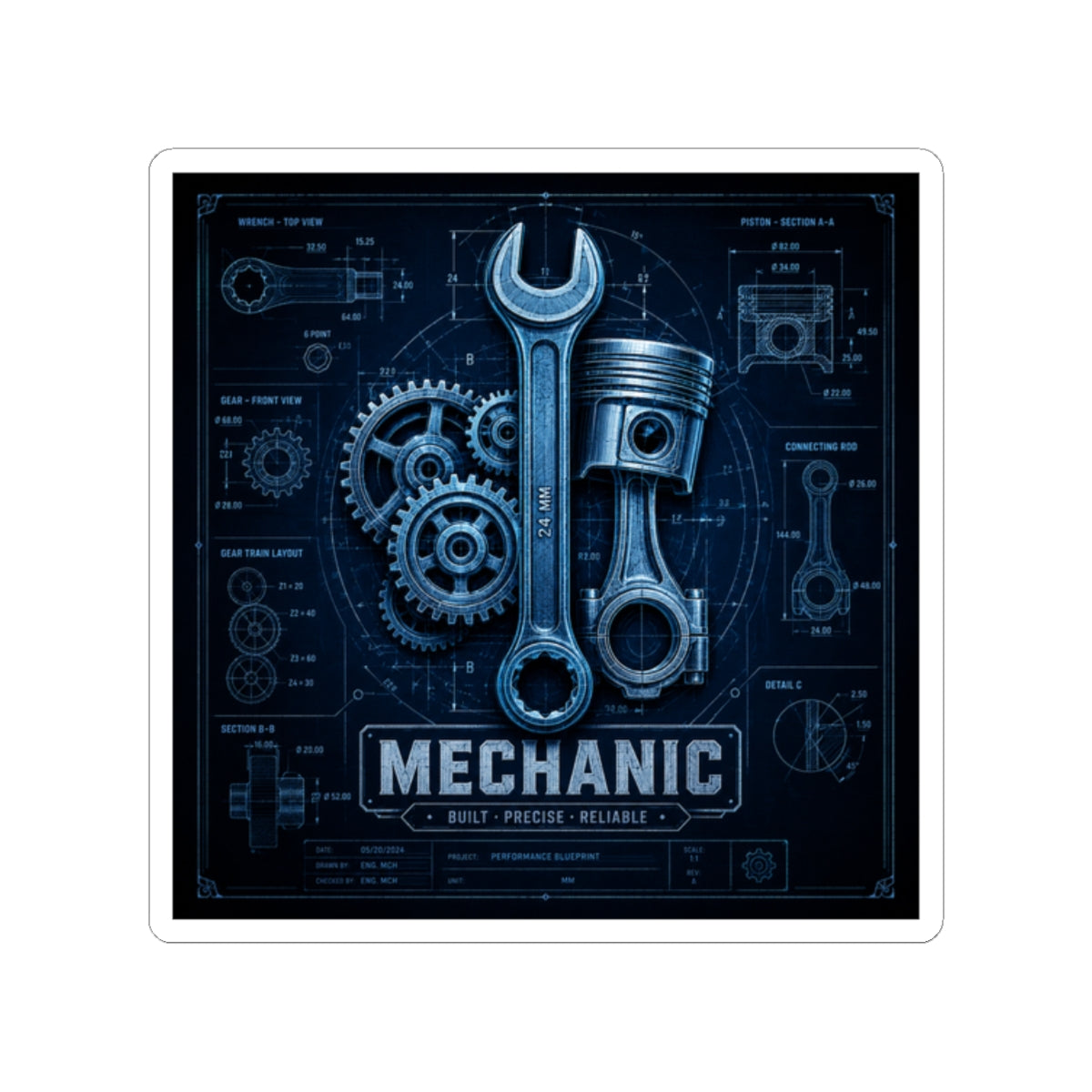Mechanic Blueprint Sticker
