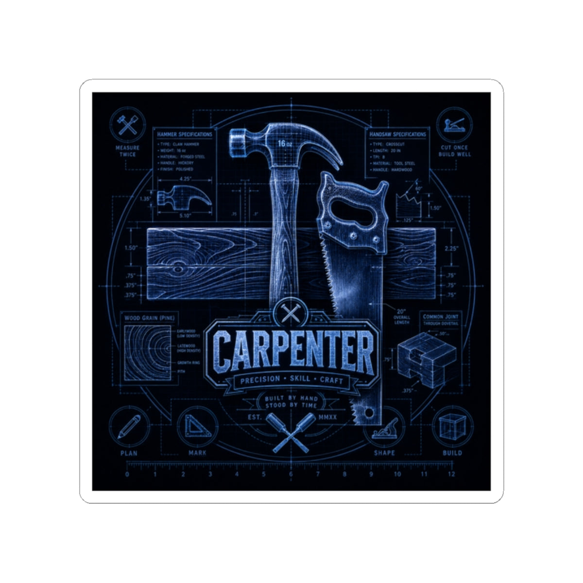 Carpenter Precision Skill Craft Sticker