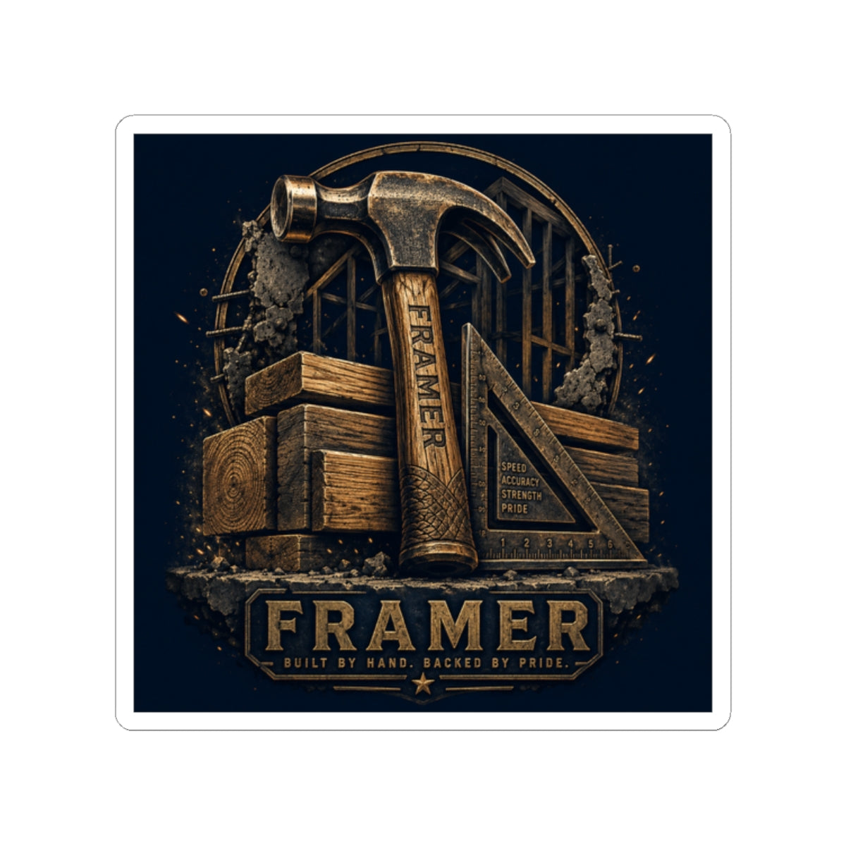 Built By Hand Framer Sticker