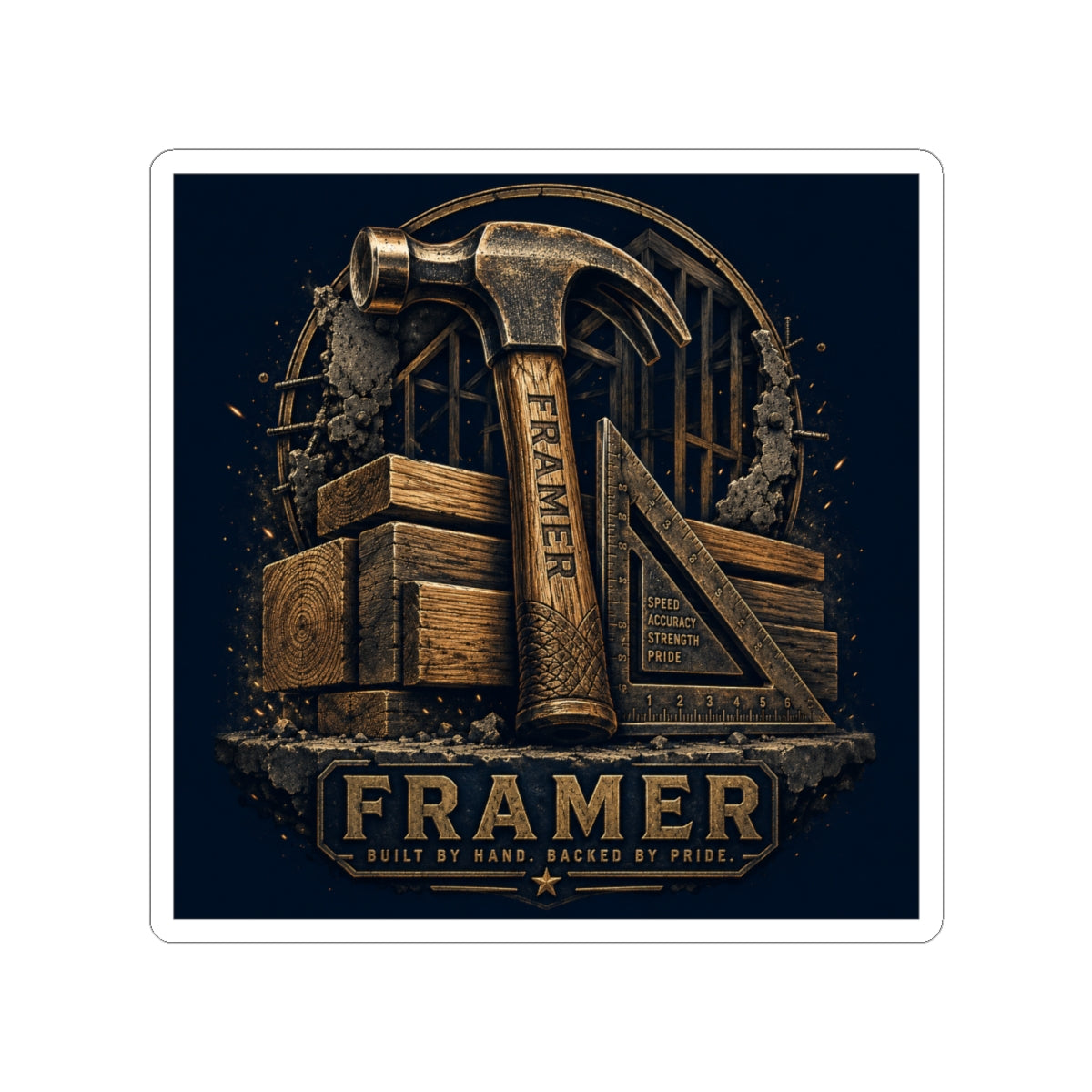 Built By Hand Framer Sticker
