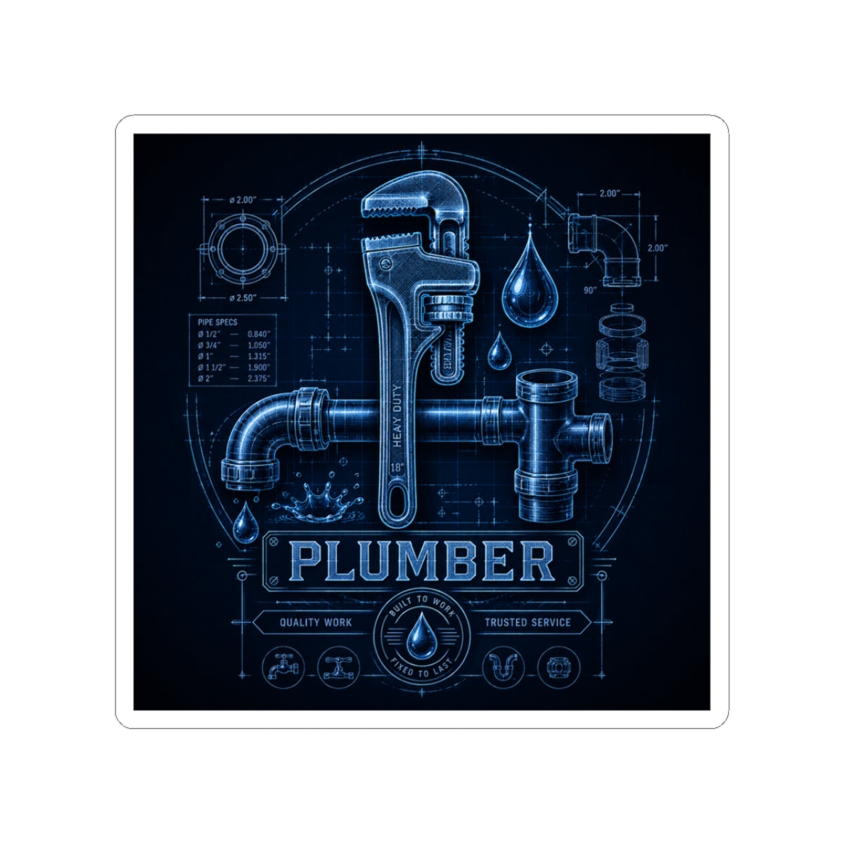 Proud Plumber Blueprint Sticker