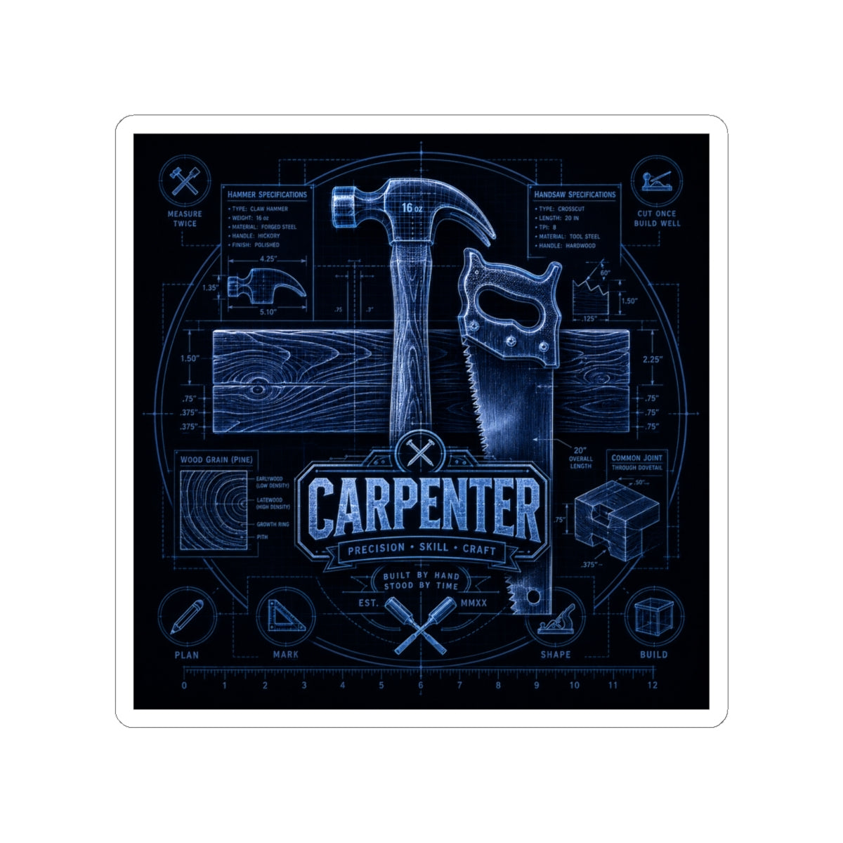 Carpenter Precision Skill Craft Sticker