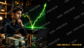 Text-free finance YouTube thumbnail of a green candle breakout on a glowing chart