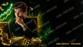Text-free finance YouTube thumbnail of an investor at a glowing trading desk at night